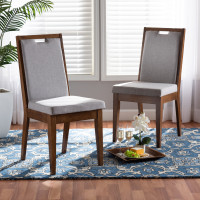 Baxton Studio RH2082C-Grey/Walnut-DC-2PK Octavia Modern and Contemporary Grey Fabric Upholstered and Walnut Brown Finished Wood 2-Piece Dining Chair Seth